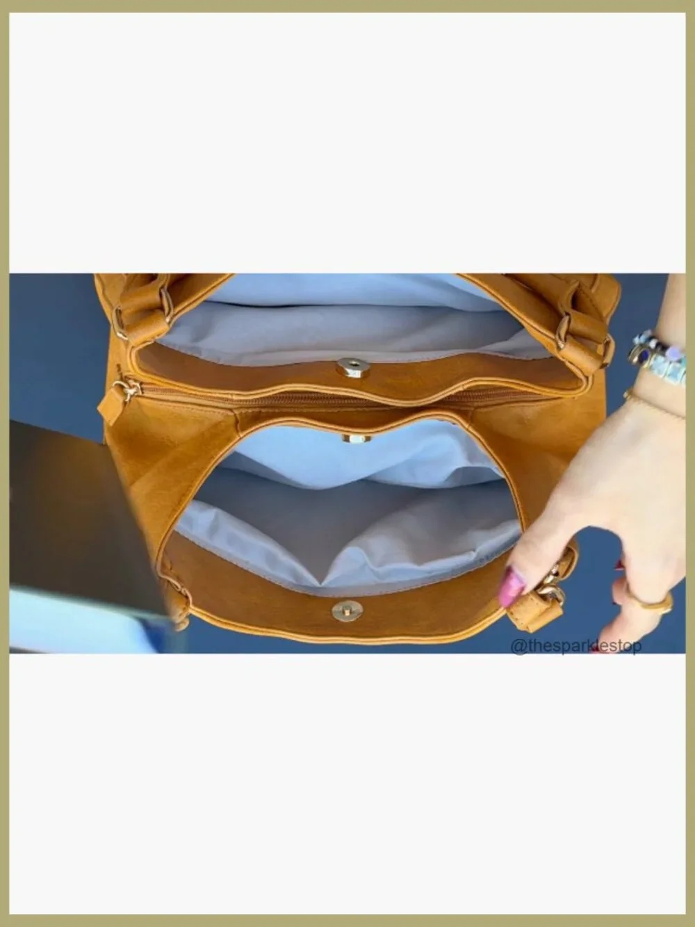 Lightweight Faux Leather 3 Compartment Medium Hobo Bag